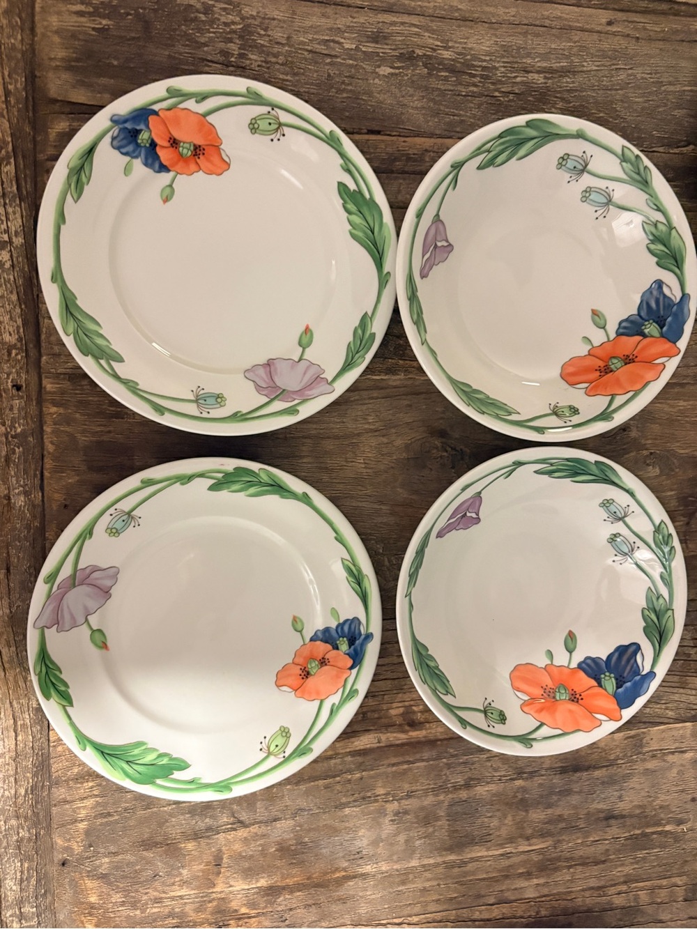 Villeroy & Boch Amapola Ceramic Cereal /soup/ pasta bowls and plates set of 4